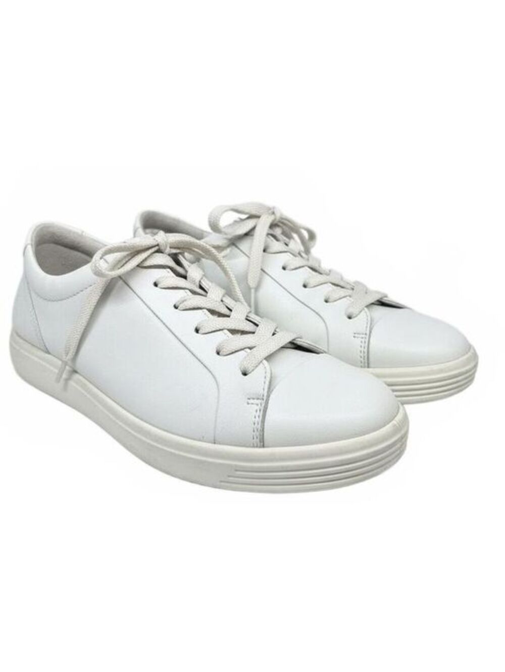 Ecco Women's White Leather Casual Sneakers -Minimalist -Size Approx. 8.5 (39EU)